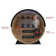 Finnmark FD-7 Outdoor Hybrid Infrared and Traditional 4-Person Thermo-Aspen Barrel Sauna