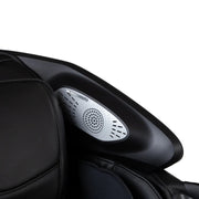 Close-up of a white speaker embedded in the black leather and plastic interior of the Osaki 4D Orion Duo Mech Massage Chair, enhancing the personalized massage experience.