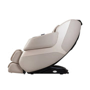 The Titan Grande XL 3D Massage Chair by Titan is featured in beige with a sleek, curved design, shown reclined to display its ergonomic footrest, headrest, and zero-gravity recline for full-body comfort.