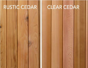 Side-by-side comparison of rustic cedar with knots and grain, and clear cedar with minimal knots and uniform color, as seen in the Almost Heaven Denali 6 Person Indoor Sauna by Almost Heaven.