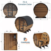 Finnmark FD-6 Outdoor Hybrid Infrared and Traditional 4-Person Cedar Barrel Sauna