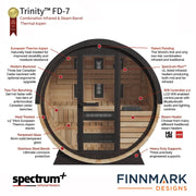 Finnmark FD-7 Outdoor Hybrid Infrared and Traditional 4-Person Thermo-Aspen Barrel Sauna