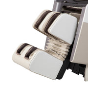 Close-up of the Osaki Flagship Duo Massage Chair’s leg and footrest, showing beige and brown padded cushions, adjustable elements for comfort, and advanced AI massage technology by Osaki for superior relaxation.