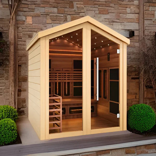 Golden Designs Loviisa 3-Person Outdoor-Indoor Puretech Hybrid Full Spectrum Sauna