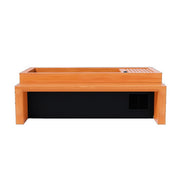 The Medical Saunas Frozen 2 Cold Plunge is a modern, rectangular wooden table with a black base, built-in vent, and sectioned surfaceāideal for indoor multifunctional use or as an accessory station for cold plunge therapy.