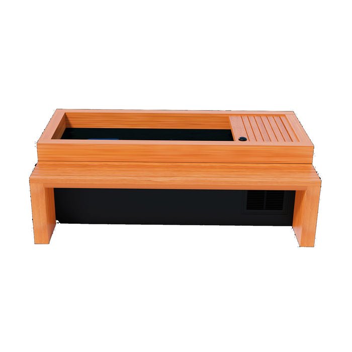 The Medical Sauna - Frozen 2 Cold Plunge by Medical Saunas features an open tank section, slatted side cover, and front vent, making it perfect for adding cold water therapy to your aquarium or aquatic display setup.