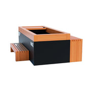 Experience ultimate relaxation and cold water therapy with the Medical Sauna - Frozen 2 Cold Plunge by Medical Saunas, a modern rectangular wooden and black ice bath tub featuring built-in bench seating for comfort.