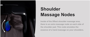 A blue-highlighted shoulder pad on the Osaki OP-Ai Xrest 4D+ Massage Chair showcases extra shoulder massage nodes on each side, designed to mimic the sensation of a real hand massage.