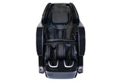 The Kyota Yosei M868 4D Massage Chair by Kyota is a black, modern chair with padded cushions, footrests, and lumbar heat, shown from the front against a white background.