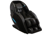 The Kyota Yutaka M898 Massage Chair by Kyota features modern black design, padded seating, footrests, and blue accent lights for full-body relaxation and therapeutic comfort.
