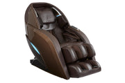 The Kyota Yutaka M898 Massage Chair by Kyota features padded cushions, reclining back, footrests, armrests, blue accent lights, and a built-in control panel for a deeply therapeutic massage experience.