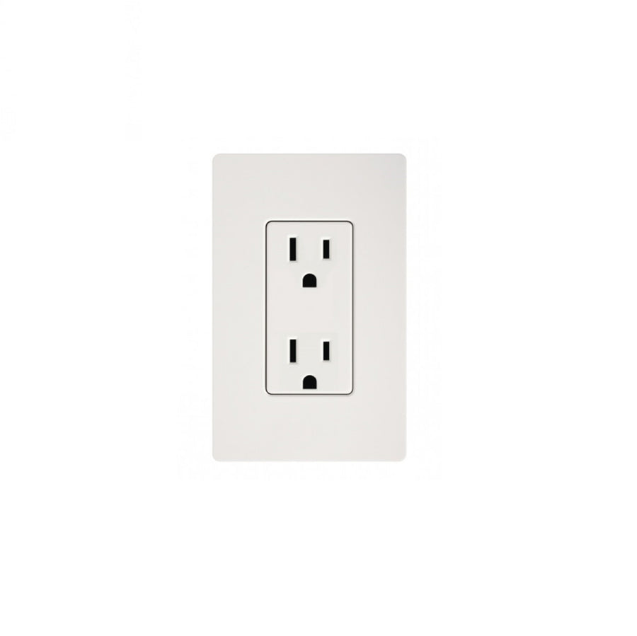 A standard white electrical wall outlet with two sockets on a plain background—ideal for powering devices in your Golden Designs Dynamic Serena 2 Person Ultra Low EMF FAR IR Sauna.