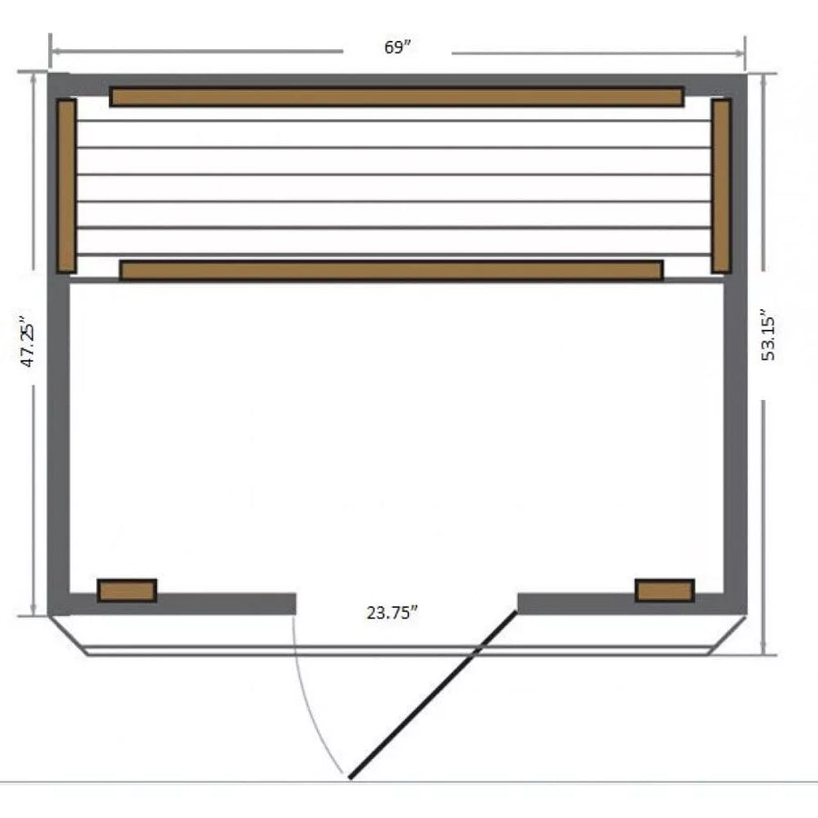 SunRay Sequoia 4-person infrared sauna with ergonomic backrests, carbon heaters, and Bluetooth speakers, constructed from Canadian red cedar.