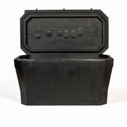 The Modtub 2.0 Cold Plunge - Tub Only by Modtub is a large black ergonomic rectangular tub with a hinged lid and embossed MODTUB branding, perfect for cold plunges or cold therapy storage.