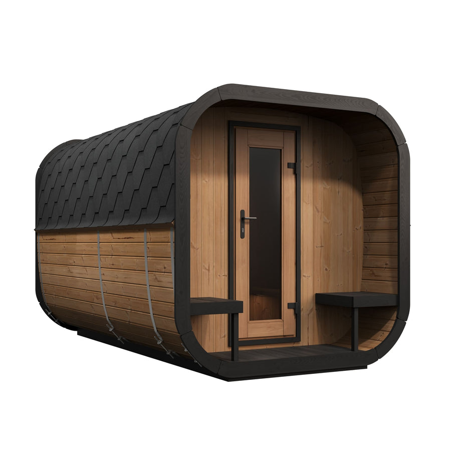 SaunaLife 8 Person Cube Series Luxury Outdoor Sauna with Changeroom