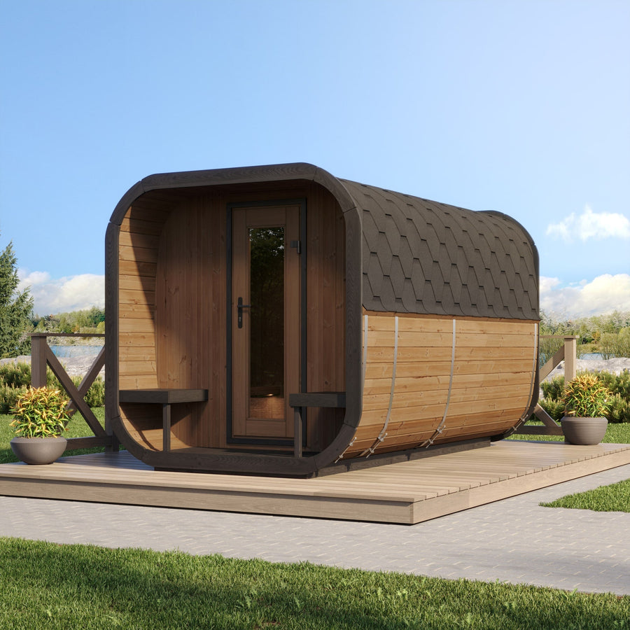 SaunaLife 8 Person Cube Series Luxury Outdoor Sauna with Changeroom