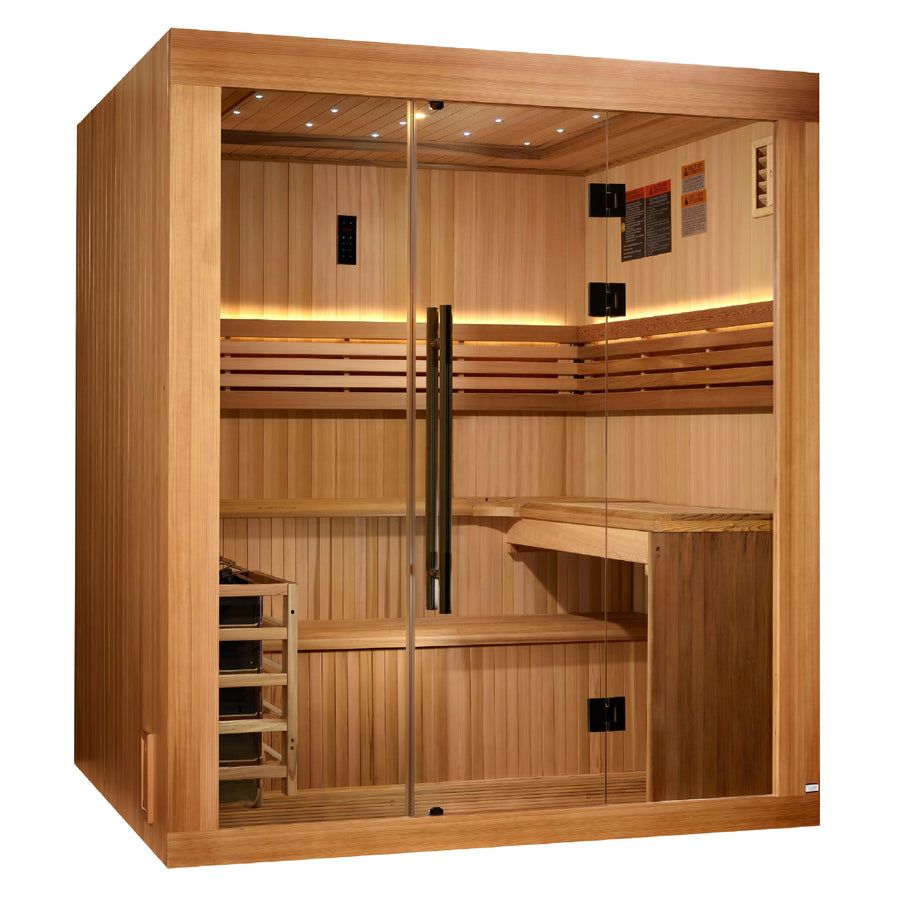 Golden Designs 2025 Osla Edition 6 Person Traditional Steam Sauna - Canadian Red Cedar