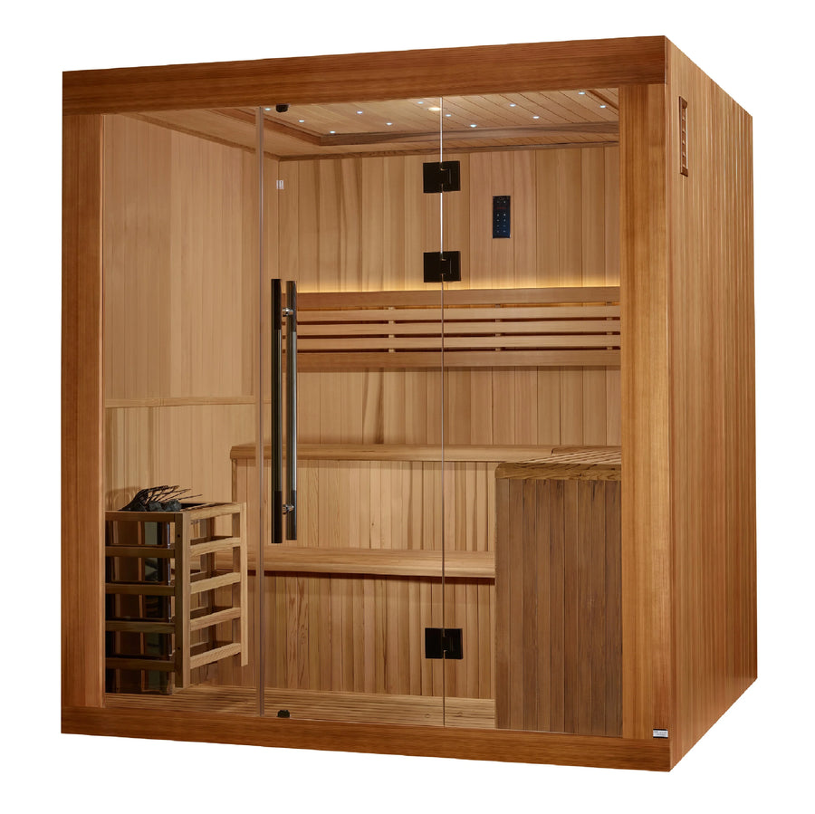 Golden Designs 2025 Osla Edition 6 Person Traditional Steam Sauna - Canadian Red Cedar