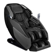 The Infinity Imperial Syner-D Massage Chair by Infinity features a sleek black ergonomic design with padded sections, reclining backrest, armrests, leg supports, and an attached control panel for ultimate comfort and deep muscle relief.