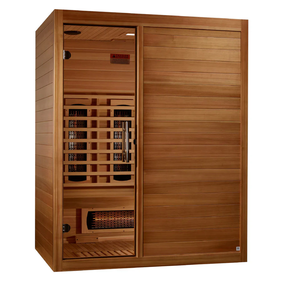 Maxxus S-Line 3-Person Full Spectrum Near Zero EMF FAR Indoor Infrared Sauna + Red Light Therapy