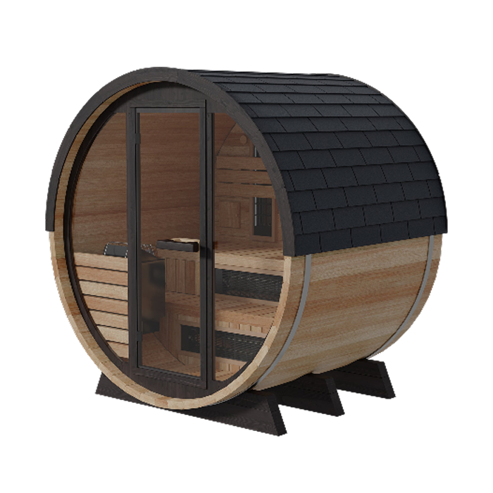 Finnmark FD-7 Outdoor Hybrid Infrared and Traditional 4-Person Thermo-Aspen Barrel Sauna