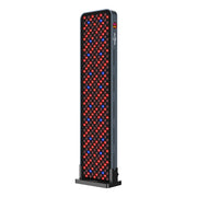 The RLT Home Total Spectrum MAX Red Light Therapy Panel by RLT Home is a tall, rectangular LED panel in a black frame with red and near-infrared LEDs for mitochondrial stimulation and improved holistic wellness.