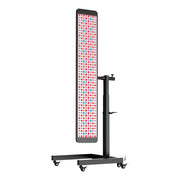 The RLT Home Total Spectrum ULTRA (7 Wave 480 LEDs) is a tall, rectangular LED red light therapy panel with red and near-infrared lights on a height-adjustable wheeled stand, ideal for skin rejuvenation and full-body wellness.