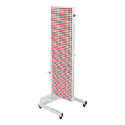 The RLT Home Total Spectrum ELITE (7 Wave 864 LEDs) is a tall, white red light therapy device on wheels with rows of illuminated red lights, designed for full-body therapy or medical treatments and standing on a sturdy base.