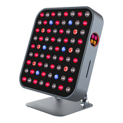 The RLT Home Total Spectrum MINI (7 Wave 72 LEDs) is a square LED light therapy panel on a stand with red, blue, and near-infrared lights for targeted pain relief, plus an easy-to-use side control panel for home wellness.