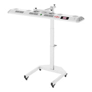 The RLT Home Total Spectrum ULTRA (7 Wave 480 LEDs) is a white, rectangular red and infrared light therapy lamp on a height-adjustable stand with caster wheels, featuring control panel and vents for medical use, pain relief, and full-body wellness.