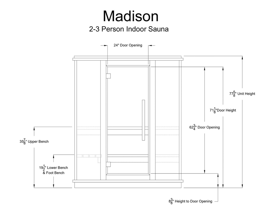 Almost Heaven Madison 2 - 3 Person Indoor Sauna - LuxeWell Life
