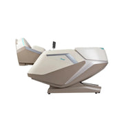 The Osaki Ai series Apex Duo 5D+4D is a sleek, modern wellness pod with a reclining seat, enclosed shell, small screen, smooth beige and white finish, and advanced 5D+4D massage system for full-body relaxation.