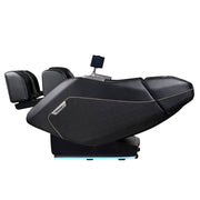 The Daiwa Pegasus Hybrid Massage Chair by Daiwa features a modern black design, reclining function, padded leg and back sections, advanced 3D massage rollers, and a compact control screen for full-body relaxation.