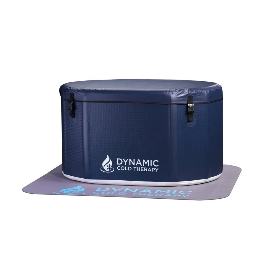 Dynamic Cold Therapy Inflatable Oval Cold Plunge - Tub Only on an anti-slip mat, featuring a logo and premium construction for muscle recovery and well-being.