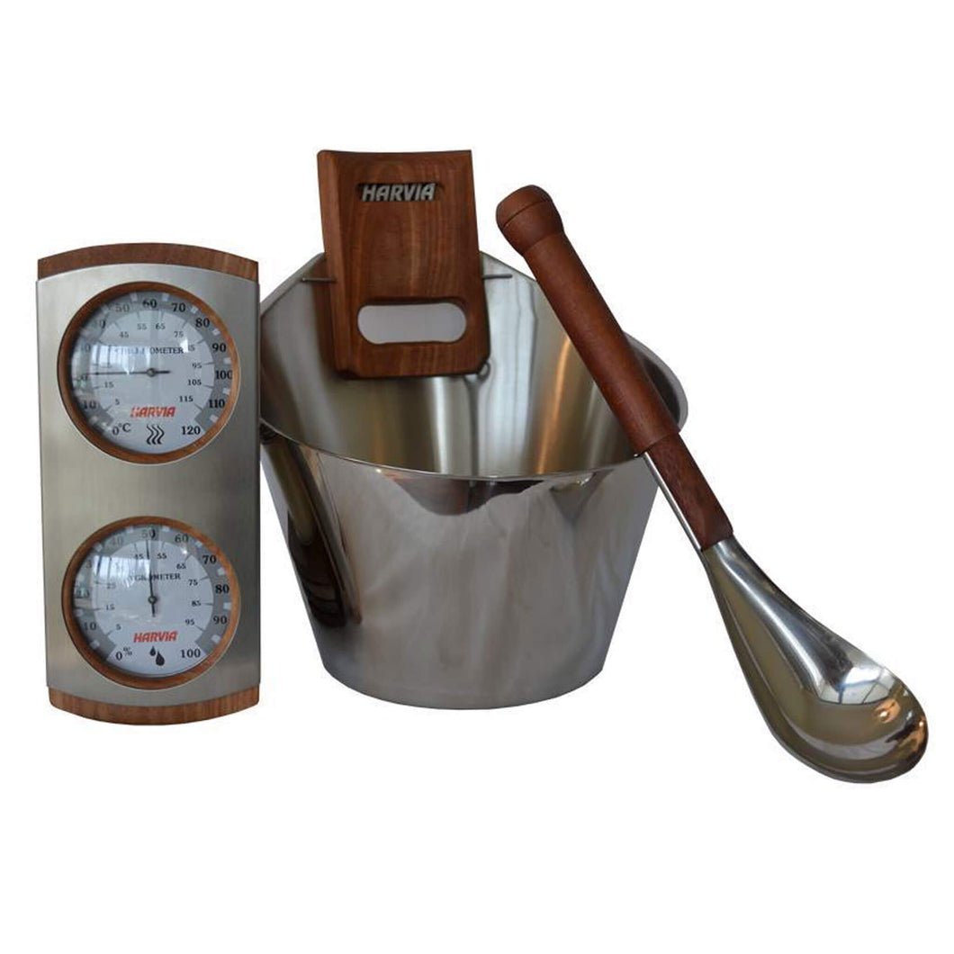 Harvia Stainless Bucket, Ladle, & Thermometer Kit - LuxeWell Life