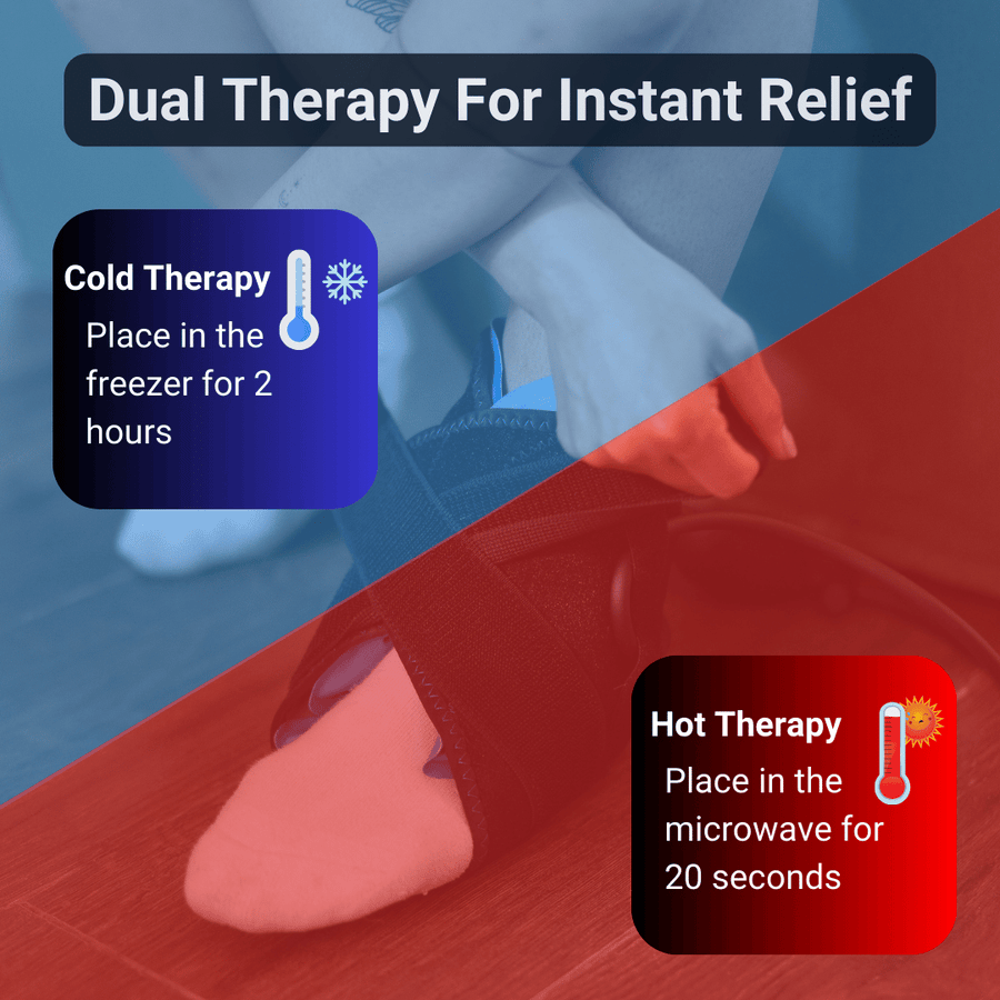 The Icebound Essentials Frost Fit Hot/Cold Ankle Wrap offers instant foot and ankle relief—freeze for 2 hours or microwave for 20 seconds. Its leak-proof design ensures safe, effective hot or cold therapy every time.