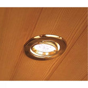 Close-up of the SunRay Bristol Bay 4-Person Indoor Corner Sauna 400KC, highlighting its ergonomic backrests and recessed lighting.