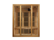 Maxxus Bellevue 3 person Low EMF FAR Infrared Sauna with glass doors, Canadian Hemlock, interior reading light, and MP3 Aux connectivity.