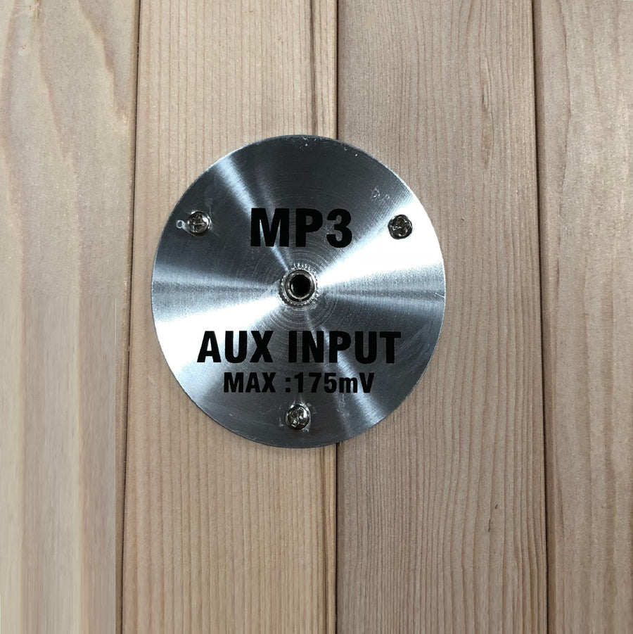 Maxxus Serenity Dual Tech 2 person Low EMF FAR Infrared Sauna made of Canadian Hemlock with visible screws and black text.