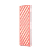 The Mito Red Light MitoPRO+ | Red Light Therapy Panel Series v2 features a tall rectangular design, a pink metallic casing, grid-arranged LEDs, and top right control buttons to deliver targeted near infrared light therapy.