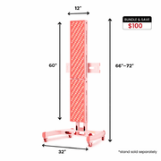 The Mito Red Light MitoPRO+ | Red Light Therapy Panel Series v2 is a tall pink vertical LED panel (60"H x 12"W x 32"D) on wheels. Stand sold separately. Enjoy $100 off with Bundle & Save.