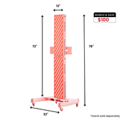 The Mito Red Light MitoPRO+ | Red Light Therapy Panel Series v2 is a tall, rectangular panel (72"H x 12"W x 32"D) on a wheeled stand. Stand sold separately; save $100 with bundle. Enjoy the benefits of near infrared light therapy.
