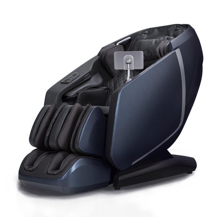 Osaki OS-Highpointe 4D Massage Chair with touchscreen controller and advanced massage features, displayed with a stand.