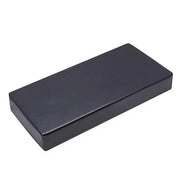 A rectangular black Finnmark Sauna Cushion for FD-1, made with marine grade vinyl, is shown on a white background—non-toxic and perfect as a sauna accessory.