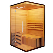 Alt text: 

Traditional 6 Medical Sauna for 2 people with glass door and Canadian Hemlock construction.