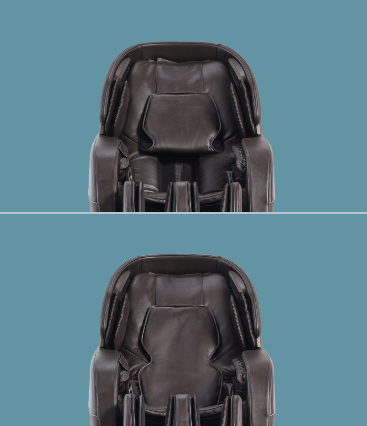 Close-up of the Daiwa Legacy 4 Massage Chair, showcasing its advanced design and high-end Saffiano PU leather upholstery.