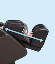 Person using the Daiwa Legacy 4 Massage Chair with leg massager active, showing advanced technology and ergonomic design.