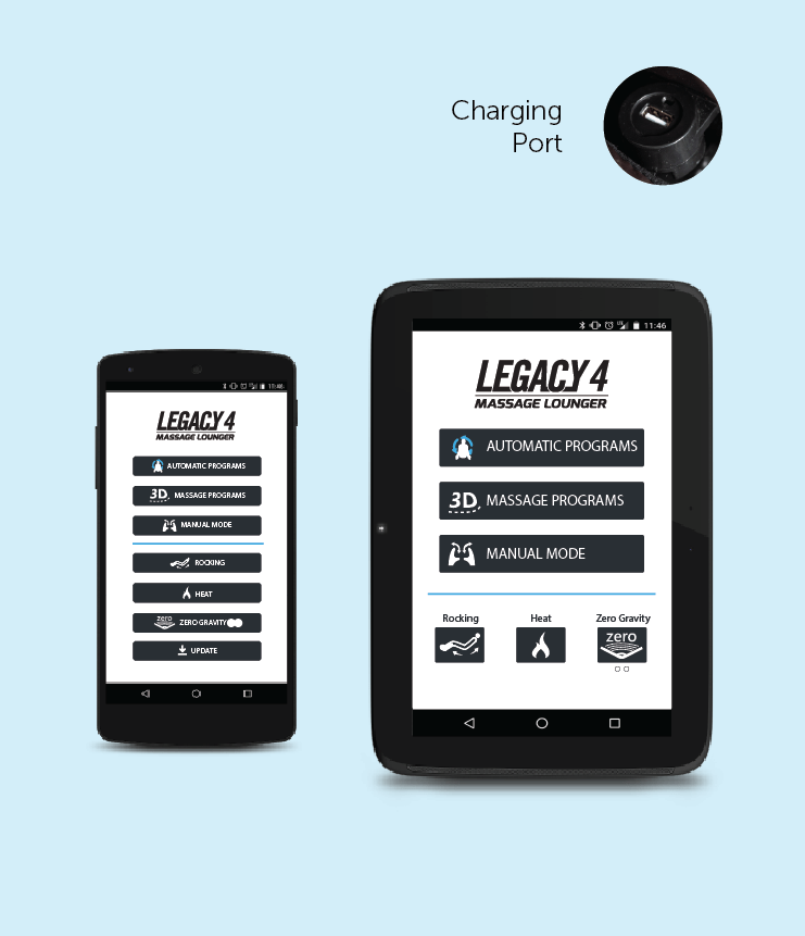 Screenshot of Daiwa Legacy 4 Massage Chair display, showcasing its advanced massage settings and features.