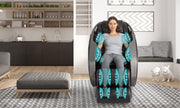 A woman enjoying the Daiwa Orbit 3D Massage Chair, which offers advanced features like heat and zero-gravity positioning for whole-body wellness.
