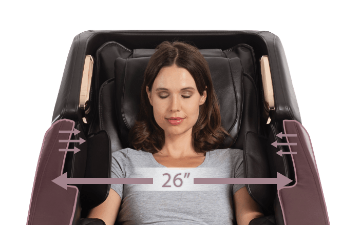 A woman relaxing in a Daiwa Pegasus 2 Smart Massage Chair, fully reclined, experiencing Zero Gravity and advanced massage features.